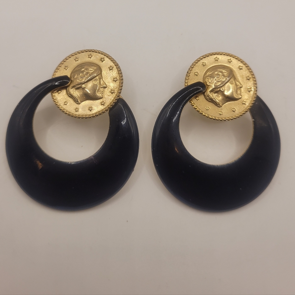 Roman Coin Vintage Doorknocker Earrings
